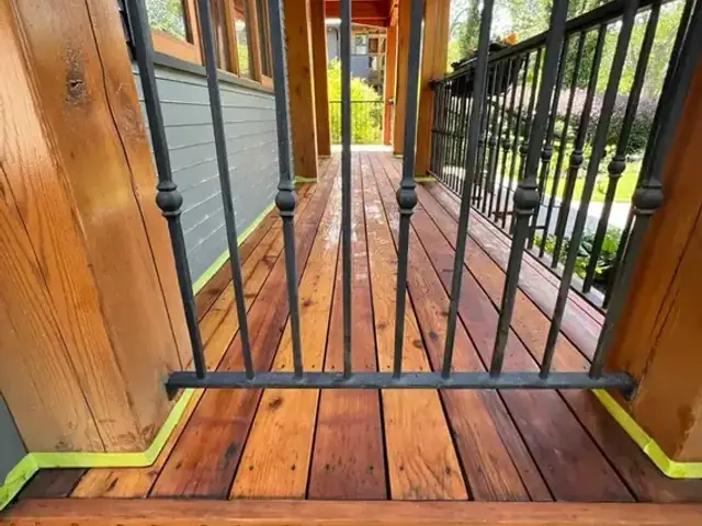 Completed deck restoration and exterior wood staining