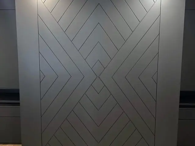 Geometric painted feature wall completed by Dynamic Painting in a Calgary interior